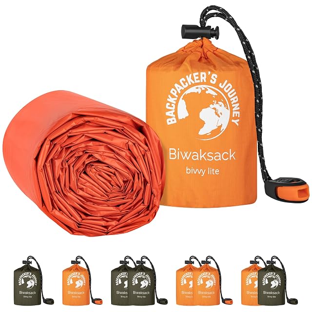 Oranger Notfall-Biwaksack von Backpacker's Journey, als Zweierset verkauft