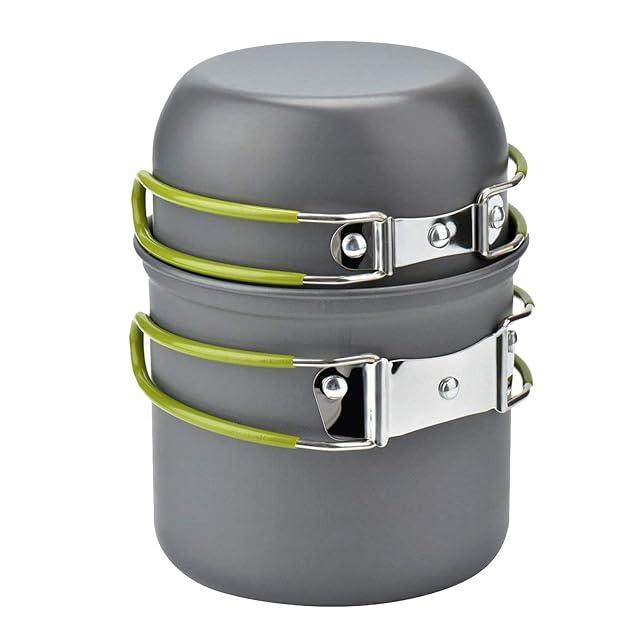 Klappbares Campingset aus Aluminium von Cozywind mit Topf, Schüssel und Klappgriffen