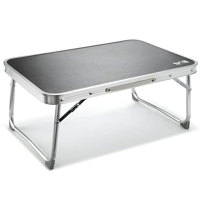 Leichter Klapptisch von Trail mit schwarzer laminierter Platte und Aluminiumrahmen