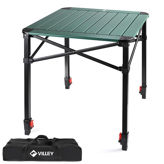 Quadratischer klappbarer Campingtisch aus Aluminium von VILLEY mit Tragetasche