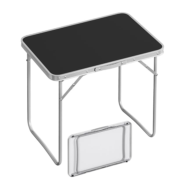Schwarzer Klapptisch von WOLTU mit Tragegriff und Aluminiumkante