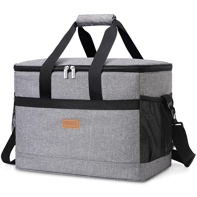Graue faltbare Kühltasche von Lifewit mit 30 Litern und Schultergurt