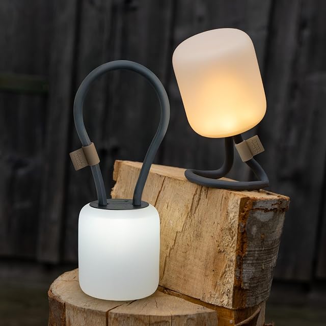 Rechteckige graue Campinglampe LENI von Campo Libre aus Silikon mit flexiblem Bügel