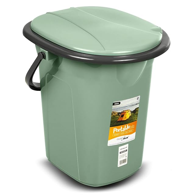 Tragbare Camping-Eimertoilette Green Blue GB320 mit Klappdeckel und Sitz