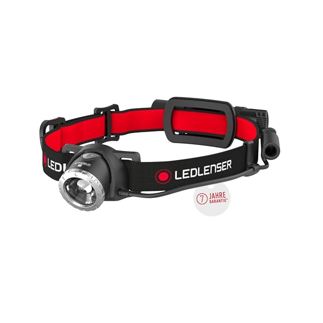 Wiederaufladbare Stirnlampe Ledlenser H8R mit Fokussierlinse und rotem Rücklicht