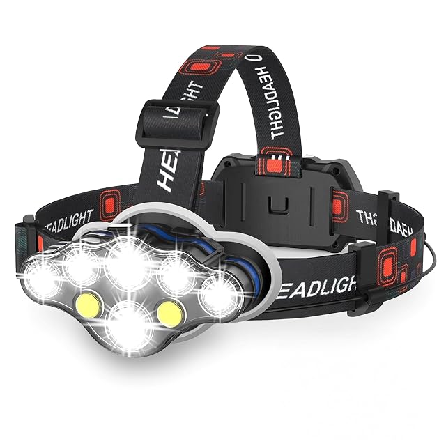 Wiederaufladbare LED-Stirnlampe TravelHawk XL mit Rotlichtmodus und Tasche