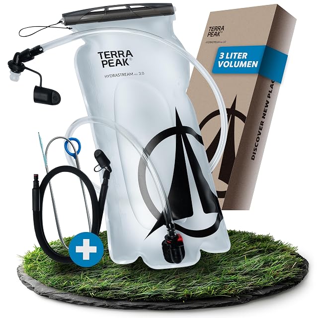 Trinkblase Terra Peak Hydrastream PRO mit 3 Litern und Neoprenhülle am Schlauch