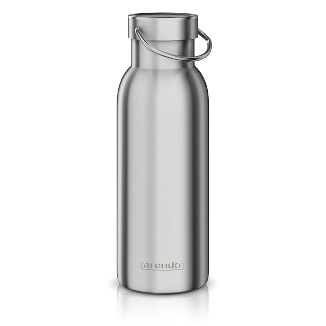 Gebürstete Edelstahl-Vakuumflasche von Arendo mit 500 ml und Tragegriff oben