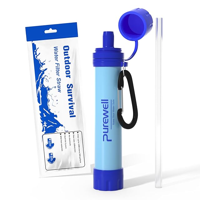 Outdoor-Trinkhalmfilter von Purewell mit Karabinerhaken