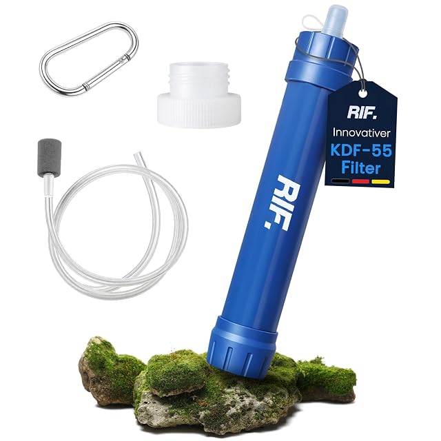Outdoor-Wasserfilter von RIF. mit einem Universaladapter für Flaschen