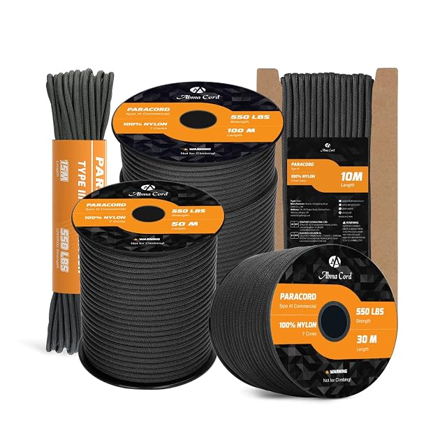 Abma Cord 550 Paracord vom Typ III auf einer Kartonhülle, 4 mm Durchmesser