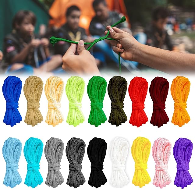 ANZOAT Paracord-Set aus achtzehn bunten Rollen zu drei Metern