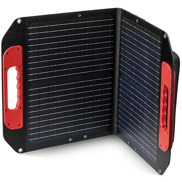 Faltbares Solarmodul von Einhell mit 40 W, ausklappbaren Füßen, Tragegriff und XT60-Kabel