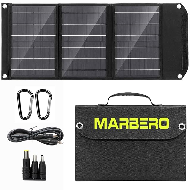 Faltbares Solarpanel MARBERO MBSP30 mit Tragegriff und Ausgängen für USB-C, USB und DC
