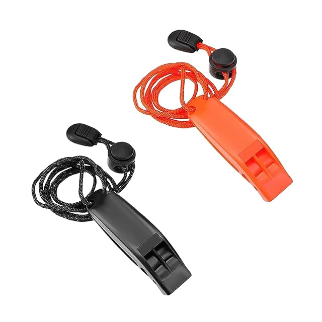 NIYATA Signalpfeifen in Orange und Schwarz mit verstellbaren reflektierenden Schnüren