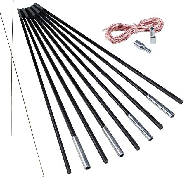 Hummelladen schwarze Segmente einer Fiberglas-Zeltstange mit Endstücken und Gummizug