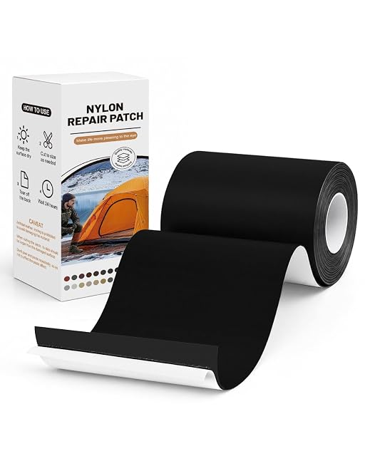 BOUYEER schwarzer selbstklebender Nylon-Reparaturstreifen für Zelte und Tarps